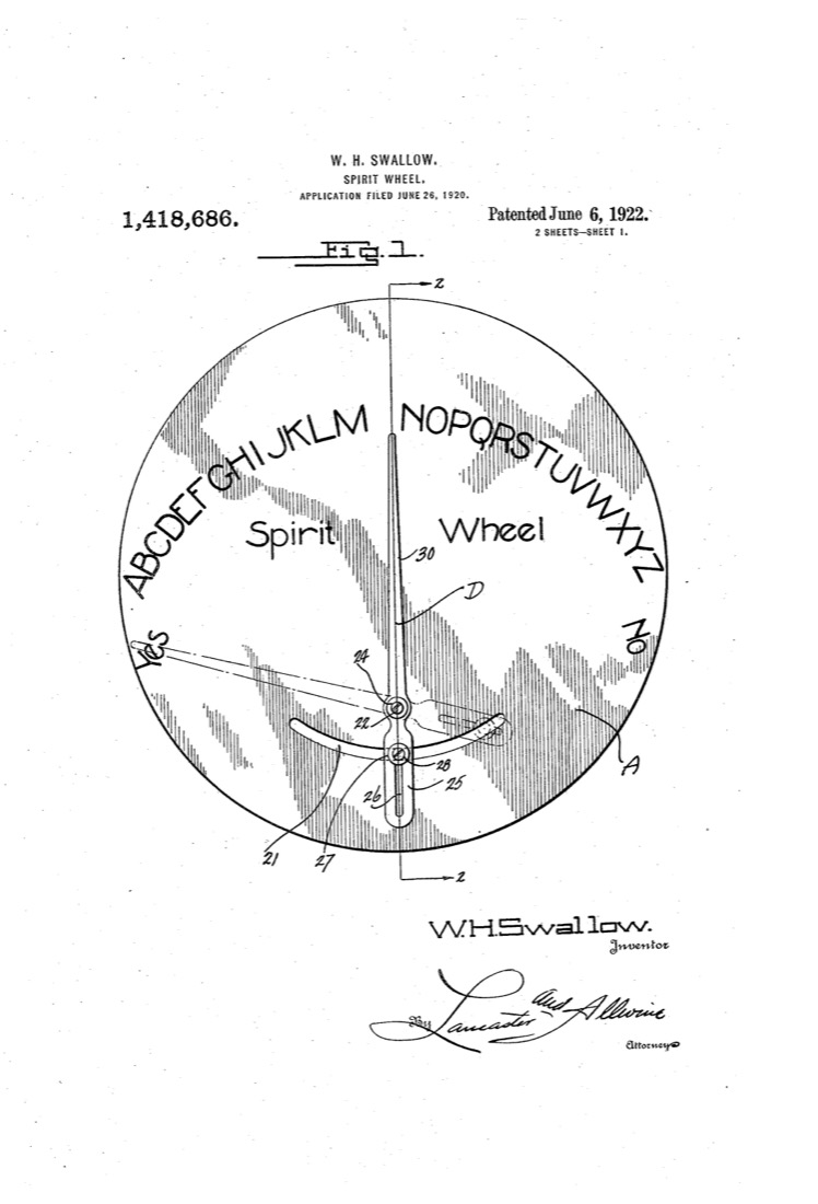 US 1,418,686, Spirit Wheel, sheet 1