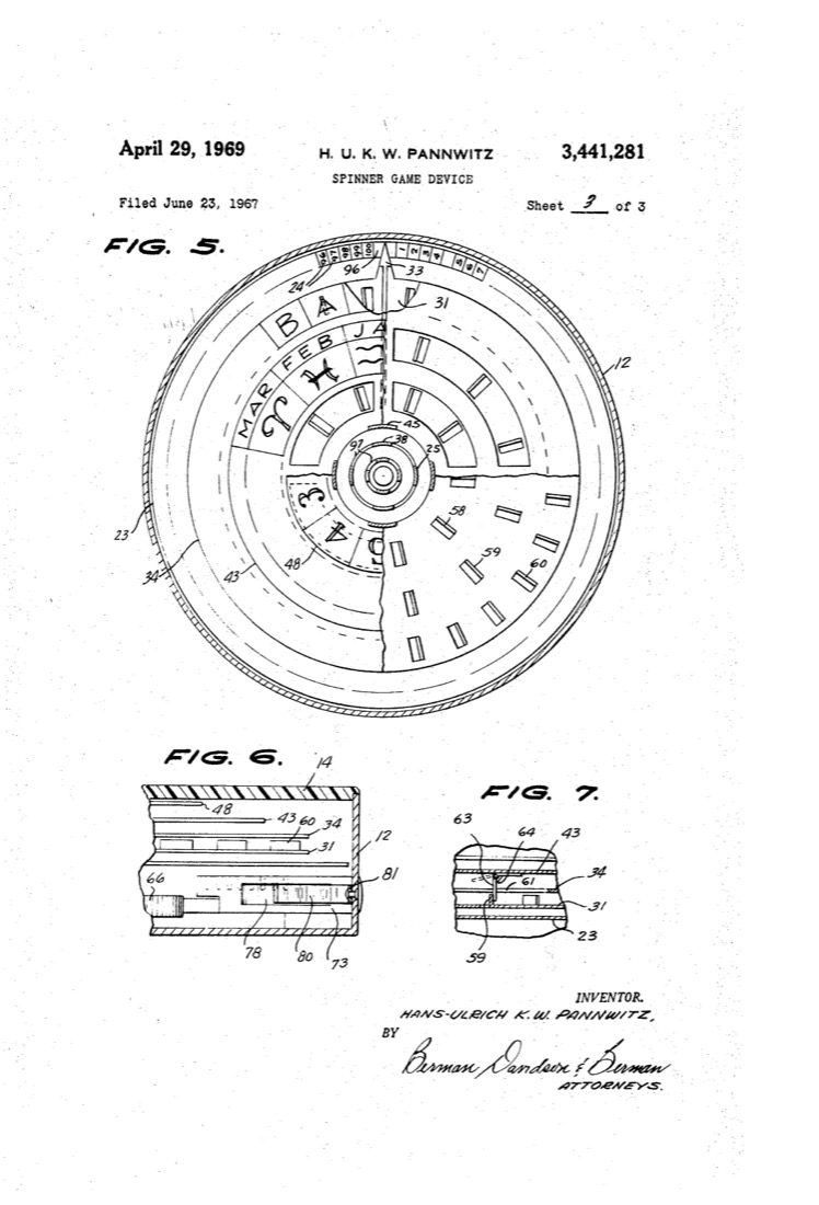US 3,441,281, Spinner Game Device, sheet 3