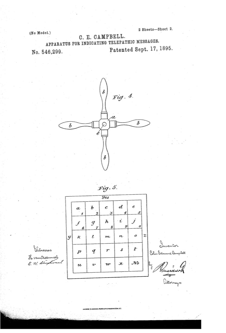 US 546,299, Apparatus for Indicating Telepathic Messages, sheet 2
