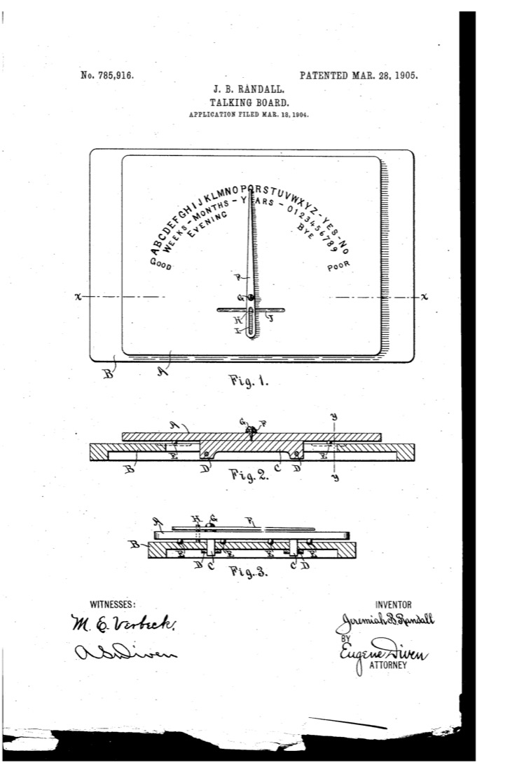 US 785,916, Talking-Board, sheet 1